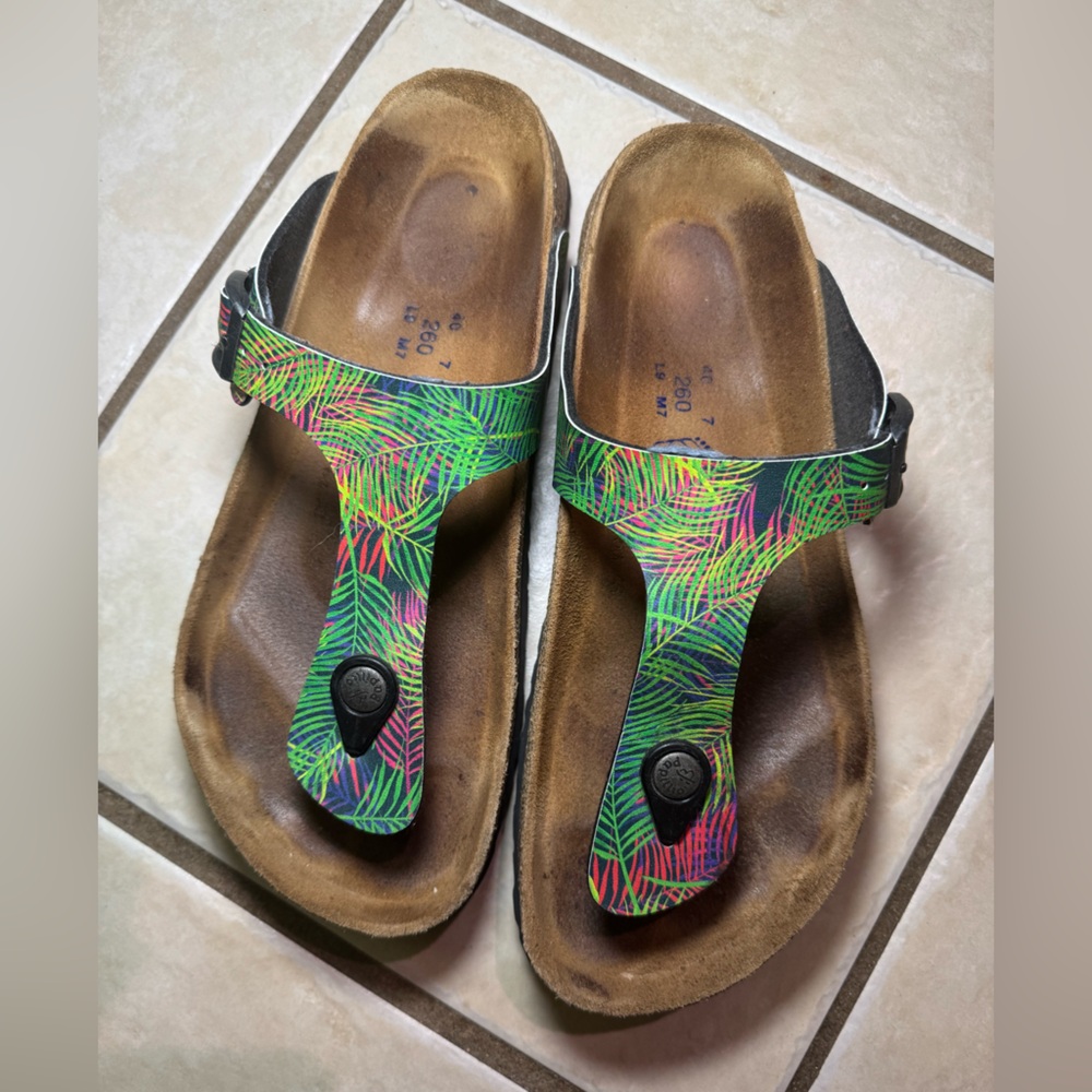 Papillio Tropical Multicolor Print with Cork Footbed Sz-9USW / 7USM Pre-owned